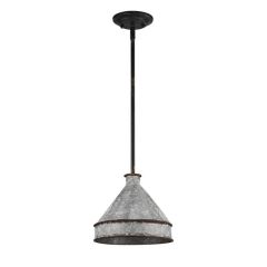 Rustic Homestead Pendant Antique Black With Galvanized Steel Shade 10 Inch
