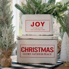 Holiday Phrase Storage Boxes Set of 2