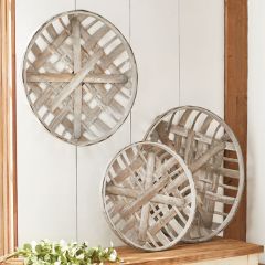 Round Whitewash Tobacco Baskets Set of 3