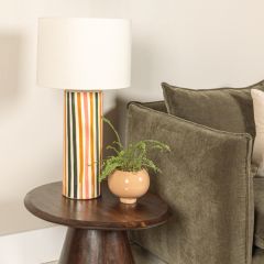 Multicolor Verticle Stripe Stoneware Table Lamp