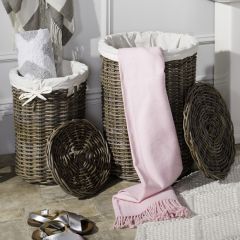 Lined Rattan Laundry Baskets Set of 2