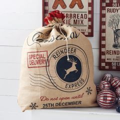 Stenciled Burlap Holiday Gift Bag