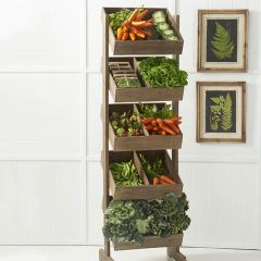 Tiered Wood Bin Rack