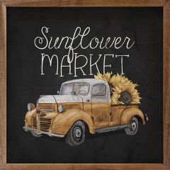 Sunflower Market Truck Black Wall Art