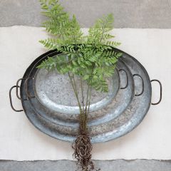 Galvanized Trays with Gold Tone Accents Set of 3