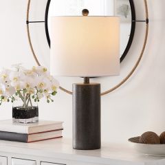 Stately Dark Lamp With Pale Shade