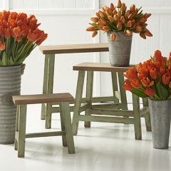 Painted Wood Stools Set of 3