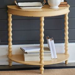 Distressed Demilune Accent Table