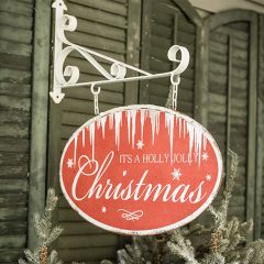 Holly Jolly Oval Holiday Bracket Sign