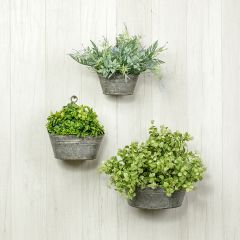 Metal Tear Drop Wall Bucket Planter Set of 3