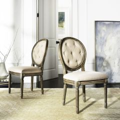 French Country Tufted Oval Side Chair Set of 2