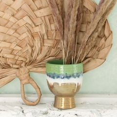 Reactive Glaze Footed Stoneware Planter