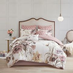 8 Piece Chic Blush Floral Print Comforter Set