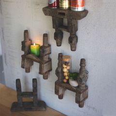 Repurposed Charkha Wood Shelves Set of 4