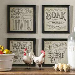 Inspirational Bath Time Wall Decor Set of 4