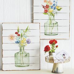 Wildflowers In Vase Wood Pallet Wall Art Set of 2