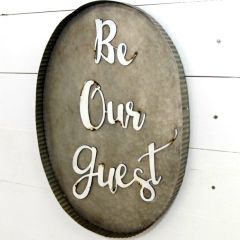 Oval Be Our Guest Tin Wall Sign