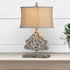 Distressed Ornate Table Lamp