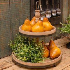 Natural Wood 2 Tier Round Display Stand