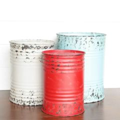 Colorful Rustic Drum Table Set of 3