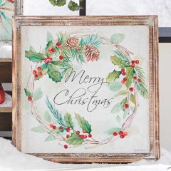 Merry Christmas Wreath Framed Wall Art