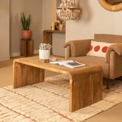 Modern Waterfall Mango Wood Coffee Table Natural