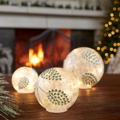 LED Glass Pinecone Globe Set of 3