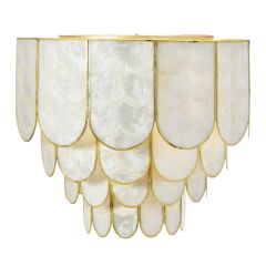 4 Tier Capiz Shell and Metal Flush Mount Light 14 Inch