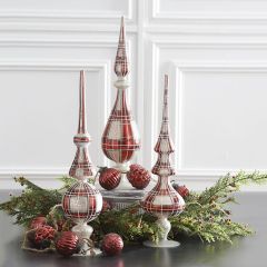 Plaid Glass Tabletop Finial Set of 3
