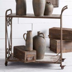 Wood and Metal Scroll Cart