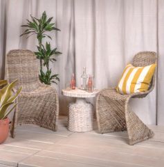 S Shape Woven Rattan Accent Chair Set of 2 Natural