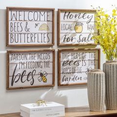Country Honey Bee Wall Decor Set of 4