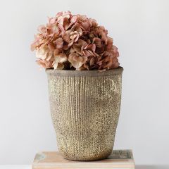 Gold Finished Grooved Terracotta Planter
