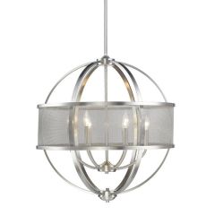 Pewter 6 Light Chandelier with shade