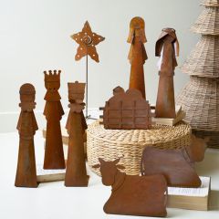 9 Piece Rustic Metal Nativity Scene