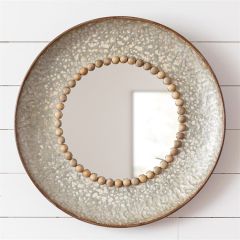 Bead Accent Round Mirror