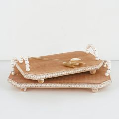 Beaded Edge And Handles Tray Set of 2
