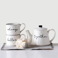 Stackable Stoneware Tea Service 3 Piece Set