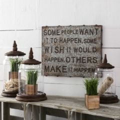 Lidded Glass Canister on Wood Base Set of 3