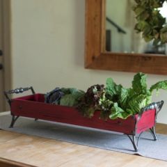 Long Wood Caddy Tray on Iron Legs