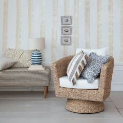 Woven Water Hyacinth Cushioned Swivel Chair