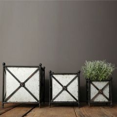 Square Metal Box Planters Set of 3