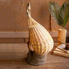 Wood And Willow Basket Decorative Table Lamp
