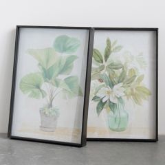 Metal Framed Botanical Wall Decor Set of 2