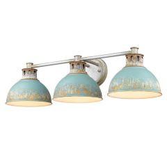 Aged Galvanized Steel With Antique Teal Shade 3 Light Vanity Sconce