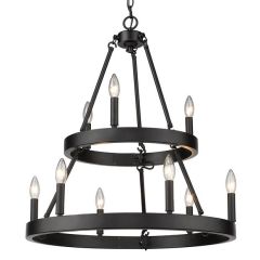 Matte Black 2 Tier 9 Light Ring Chandelier