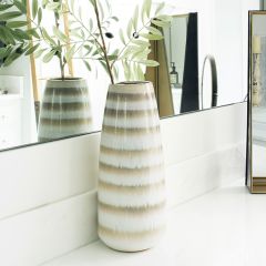 Striped Stoneware Farmhouse Vase