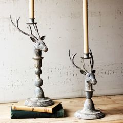 Rustic Deer Candle Holders Set of 2
