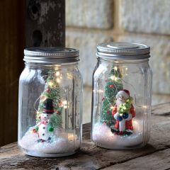 Lighted Holiday Canning Jar Set of 2