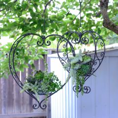 Metal Heart Plant Display Set of 2